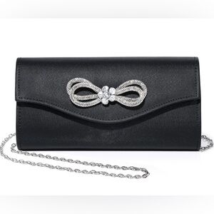 Black with crystal bow evening bag